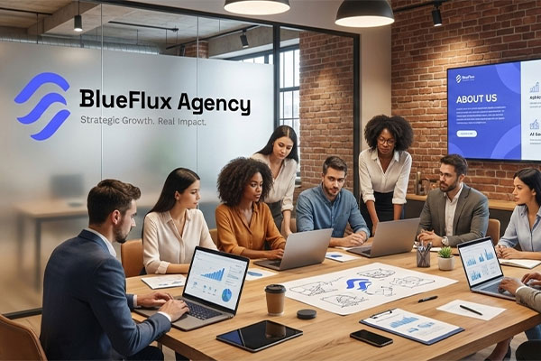 BlueFlux Agency team planning digital marketing and website growth strategies